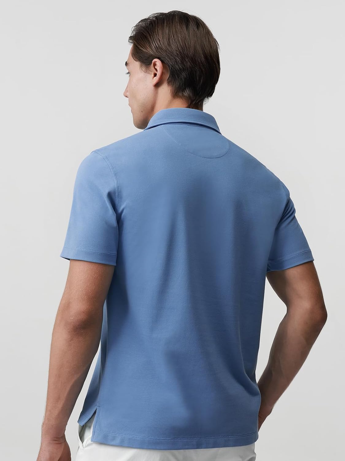 BCI Cotton Blend Pique Polo Shirts for Men Short Sleeve Tops Comfort Split Hem with 3-Color Tape