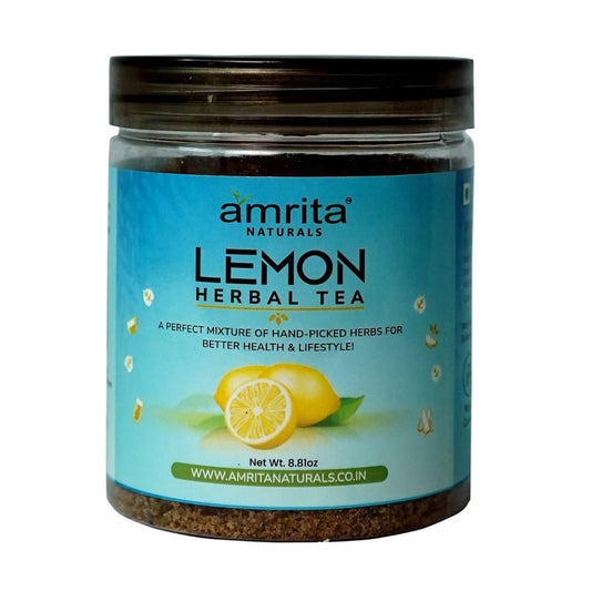 Amrita Naturals Refreshing Lemon Instant Herbal Tea 250g Natural Caffeine Free Herbal Powder Vegan Plant Based Tea Mix No Artificial Flavors or Colors Easy to Prepare Drink