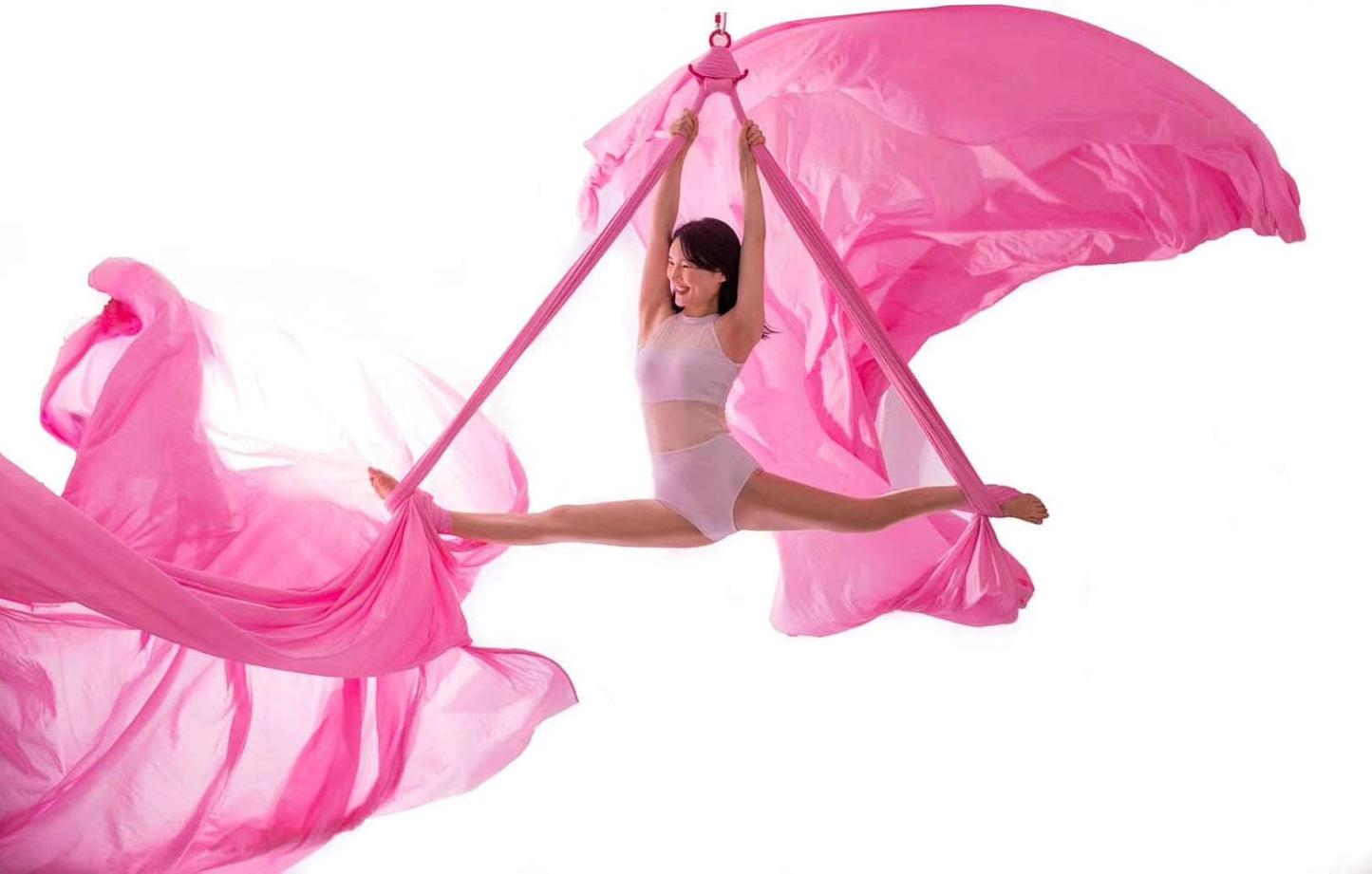 DASKING Aerial Silks Starter Kit - Durable 11Yards of Aerial Yoga Hammock with Hardware, Aerial Swing for Acrobatic Flying Yoga & All Levels (Aerial Rigging Point Up to 14ft)