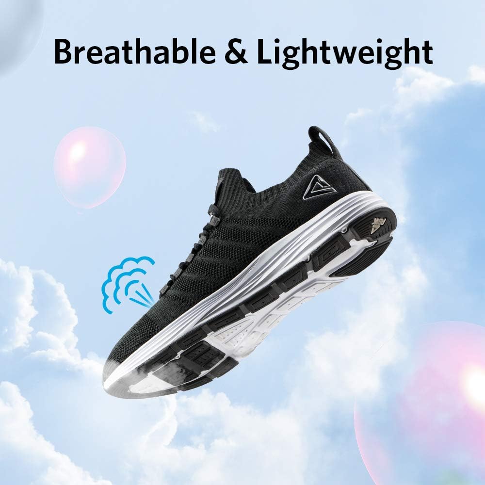 PEAK Mens Lightweight Walking Shoes Comfortable Slip On Sports Sneakers for Tennis, Gym, Running, Casual Workout