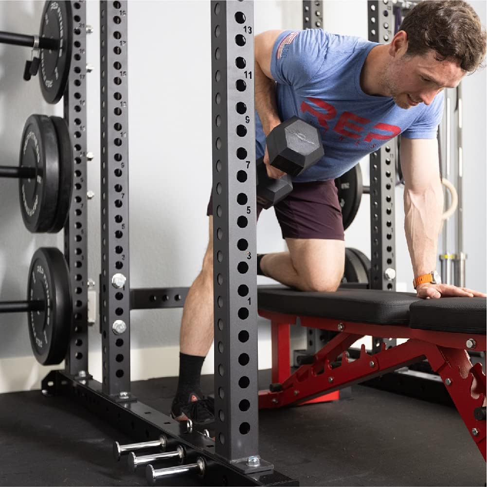 REP Fitness Rubber Hex Dumbbell Set, Adjustable Weight Pairs, Home Gym Equipment, Strength Training For Men Women, Black Coated Grips, Workout Rack Storage Optional, Heavy Lb Free Weights