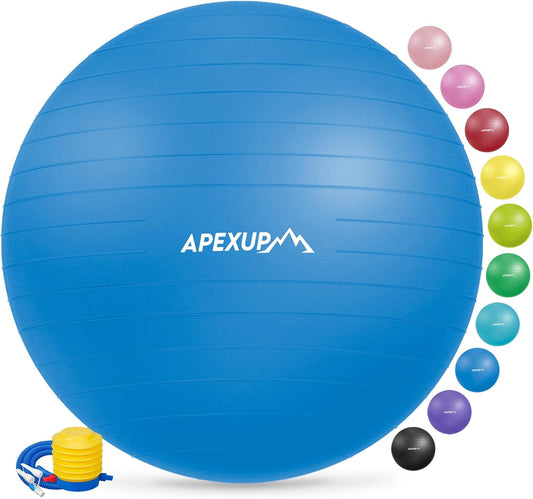 APEXUP Yoga & Pilates Ball - Anti Slip Heavy Duty Gym Ball for Fitness, Balance & Core Workout