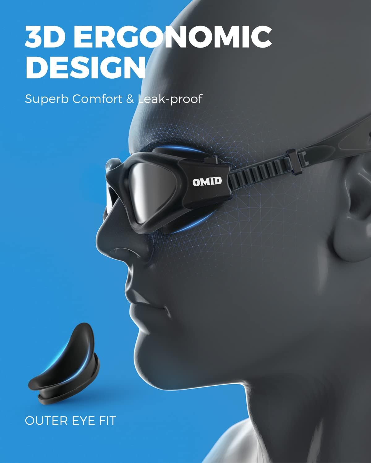 OMID Swim Goggles, P2 Polarized Swimming Goggles for Men Anti-fog Goggles Swimming for Adult Women