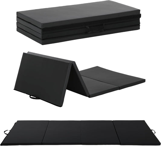 Gymnastics Tumbling Mats Portable Gymnastics Mat Foldable Tumbling Mat 2'x6'/4'x8' PU Leather Exercise Mat Yoga Mat with Carrying Handles for home Workout outdoor Yoga Gymnastics