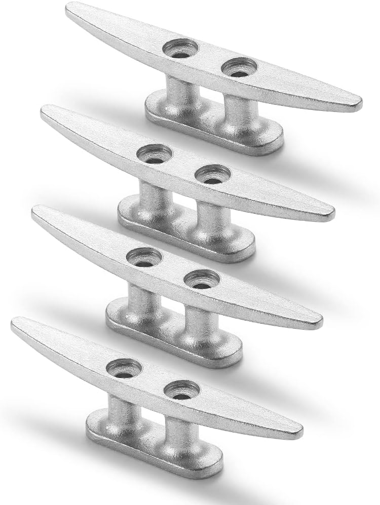 Boat Cleat, 4 inch / 6 inch 304 Stainless Steel Dock Cleat-Ideal for Marine, Deck, Nautical Decor (4 Pack/ 6 Pack)