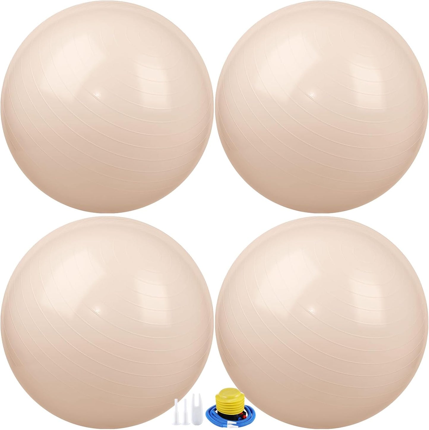 Leyndo 4 Pcs 26 Inch Yoga Exercise Ball Pilates Pregnancy Birthing Fitness Ball with Quick Pump Anti Burst for Improved Posture, Balance, Yoga, Pilates, Training
