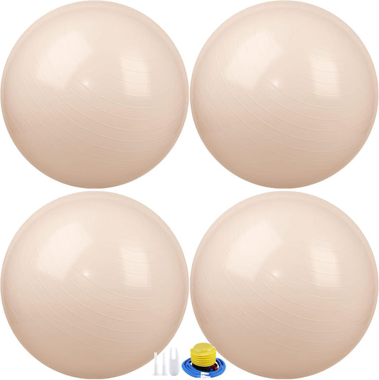 Leyndo 4 Pcs 26 Inch Yoga Exercise Ball Pilates Pregnancy Birthing Fitness Ball with Quick Pump Anti Burst for Improved Posture, Balance, Yoga, Pilates, Training
