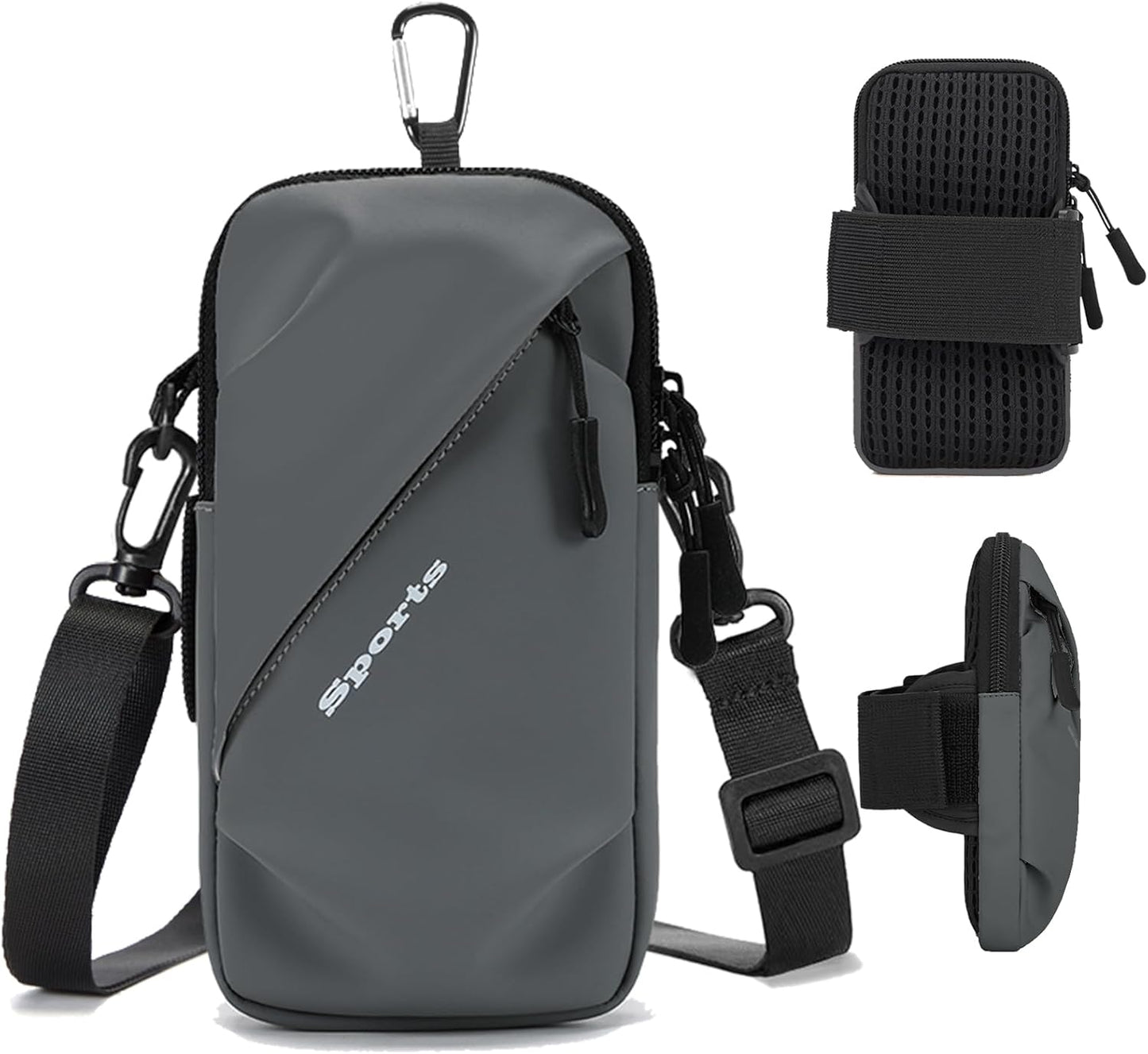 Cell Phone Armbands Running Phone Holder Armband, Shoulder Holster Phone Purse Crossbody Bag Pouch (Gray)