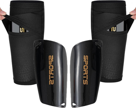 Soccer Shin Guards for Kid Youth Teen Adult - Shin Guards Sleeves with Inserted Pocket Cushion Protection Reduce Shocks and Injuries for TeamSports