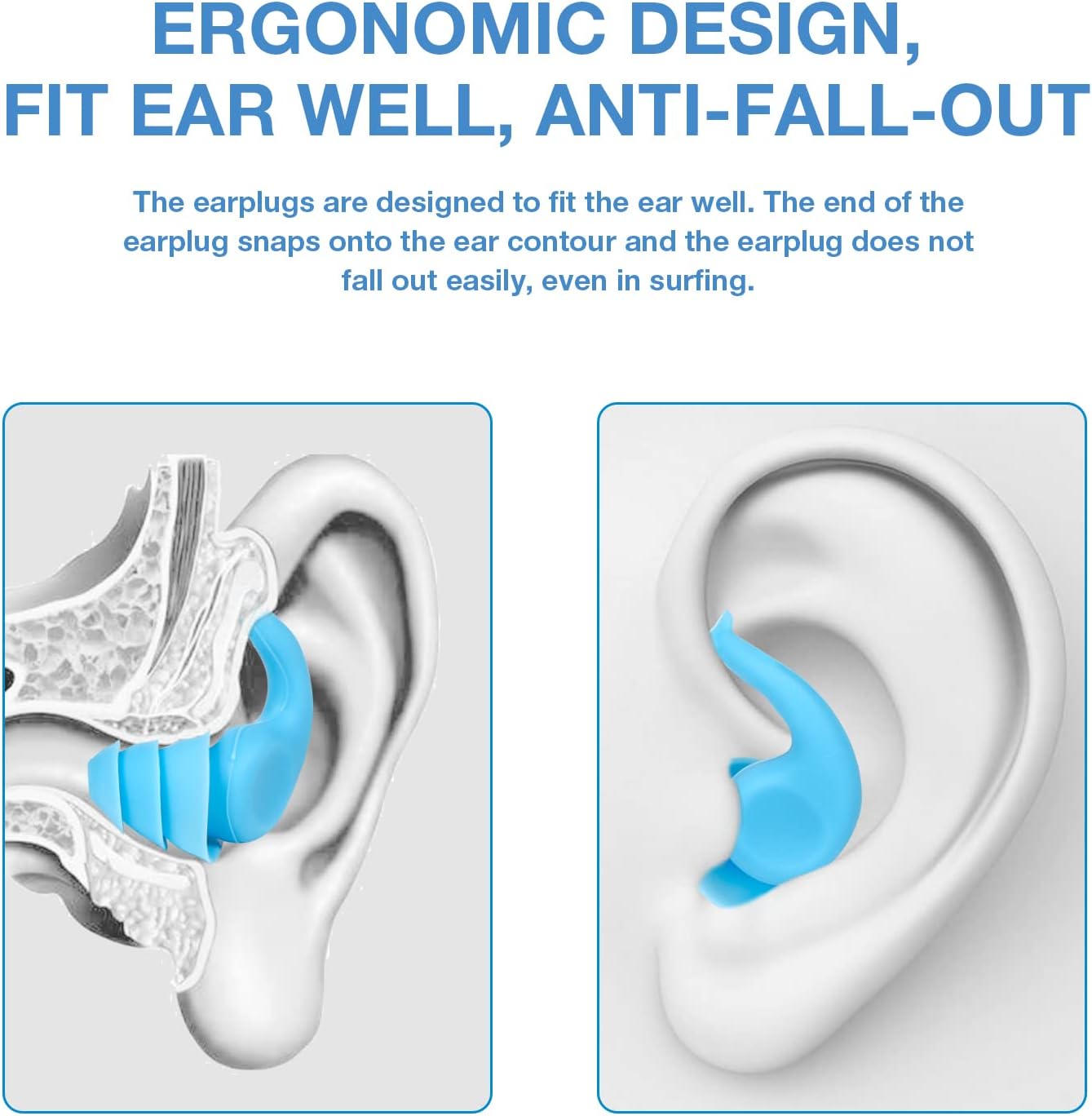 LYSIAN Reusable Swimmer Earplugs for Women Men 2 Pairs with Nose Clip, Water Proof Silicone Ear Plugs for Summer Swimming, Showering, Surfing, Water Sports and Sleeping