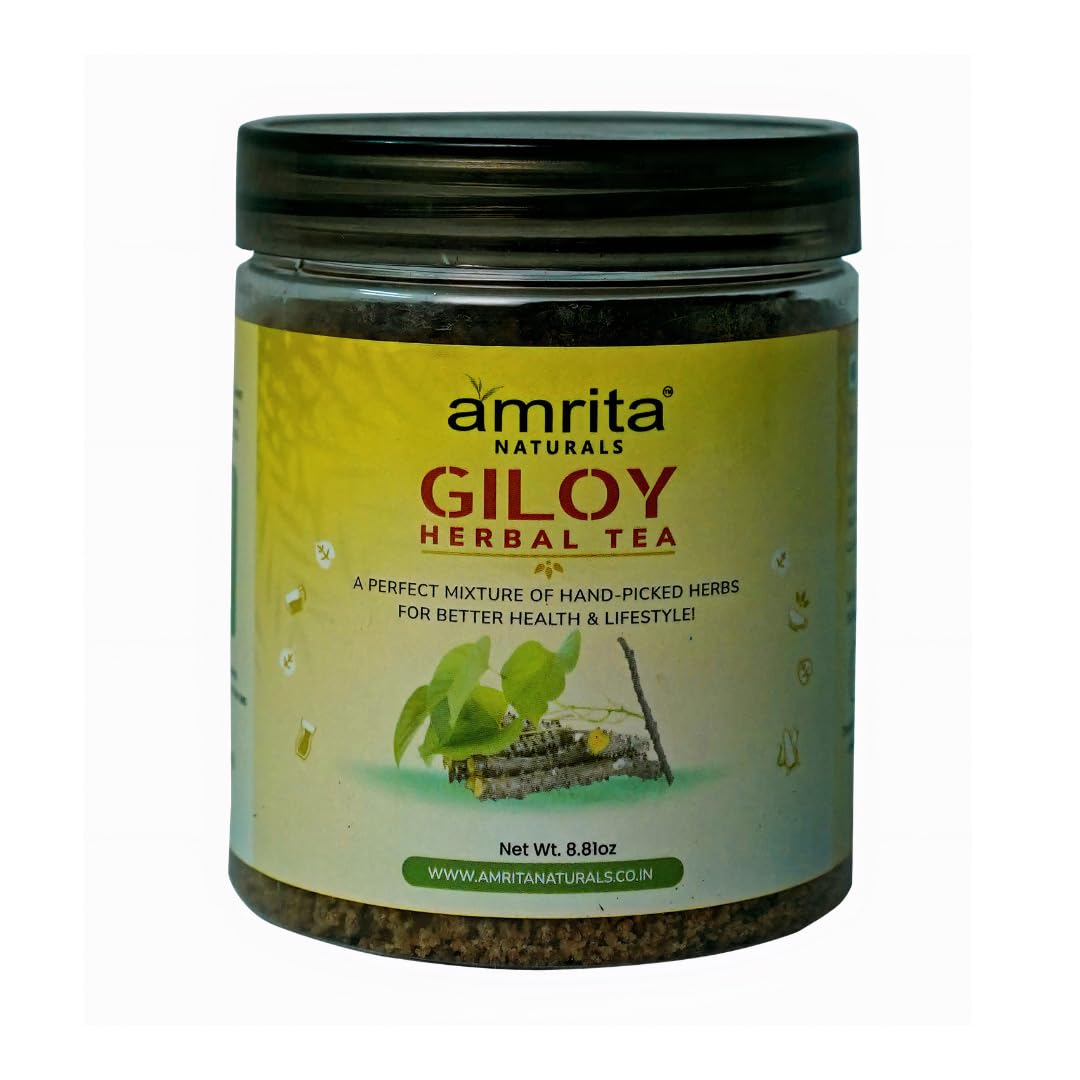 Amrita Naturals Giloy Guduchi Herbal Tea 250g Instant Herbal Powder Caffeine Free Vegan Natural Detox Blend No Artificial Colors or Flavors Plant Based Herbal Mix