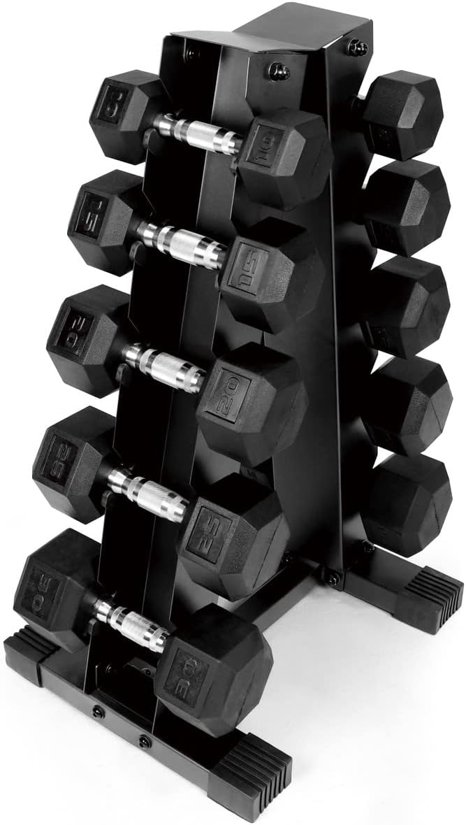 WF Athletic Supply 200Lb Dumbbell Set, 10-30Lb Dumbbell Set with A Frame Storage Rack for Muscle Toning, Strength Building & Weight Loss - Multiple Choices Available