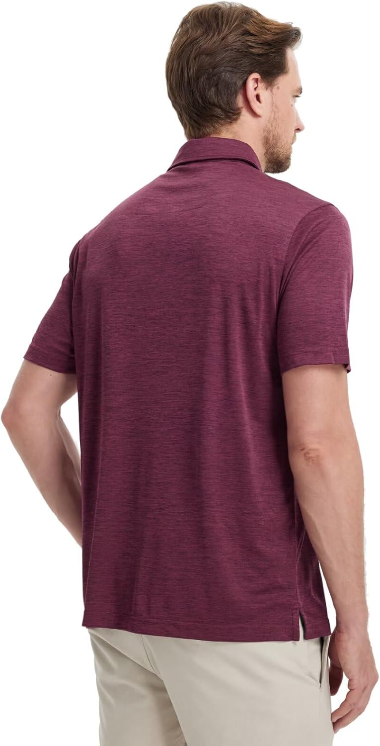 M MAELREG Golf Shirts for Men Short Sleeve Dry Fit Casual Striped Performance Moisture Wicking Collared Mens Polo Shirts