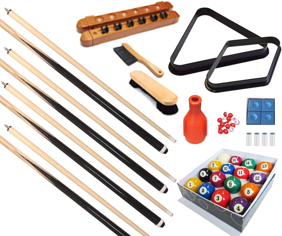 Pool Table - Premium Billiard 32 Pieces Accessory Kit - Pool Cue Sticks Bridge Ball Sets