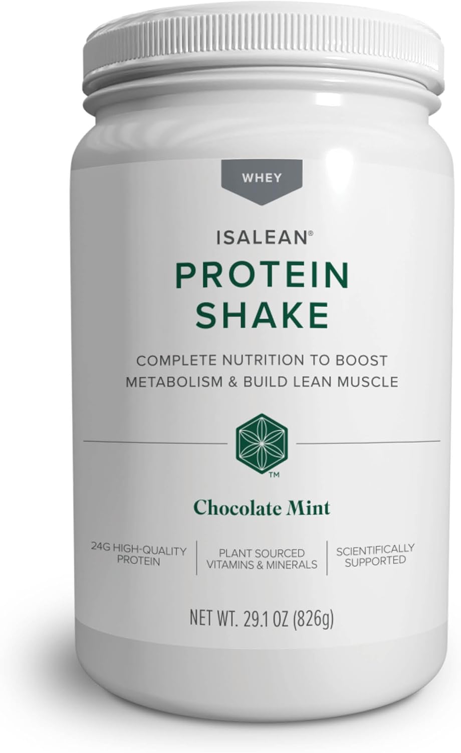 IsaLean Protein Shake - Complete Superfood Meal Replacement for Maintaining Healthy Weight and Lean Muscle Growth with 24 Vitamins and Minerals - 29.1 oz - 14 Meal Canister (Chocolate Mint) - Canister