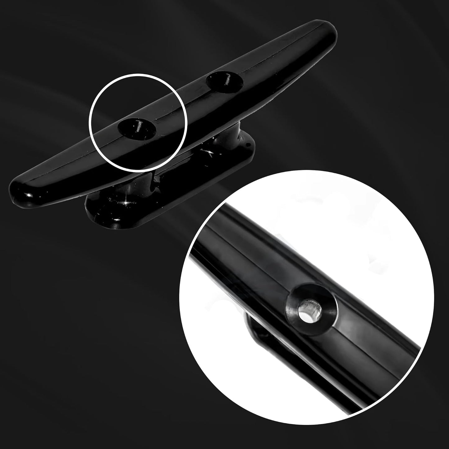 Nylon Boat Cleats Black, 4"/5"/6"/8", Marine Grade Dock Cleats for Rope, Kayak, Mooring, Canoe, Maritime Decor, Tie Down