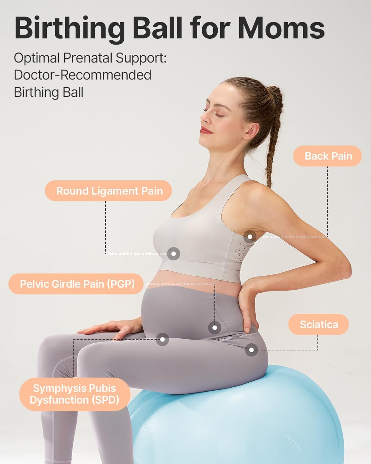 YOTTOY Pregnancy Ball - 1.8mm Thick Birthing Ball for Maternity Physio and Birth Preparation, Yoga and Exercise for Pregnancy - Includes Pump