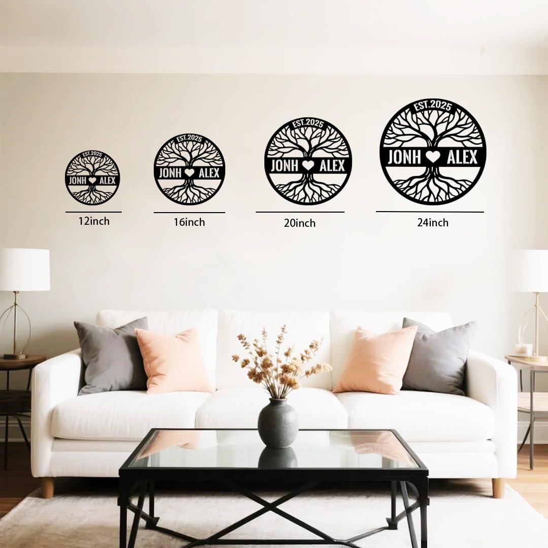 Personalized Tree of Life Metal Name Sign | Custom Metal Signs | Family Wall Art | Wedding Gift & Anniversary | Indoor Decor Gift for Women, Men, Wife, Parents, Couple