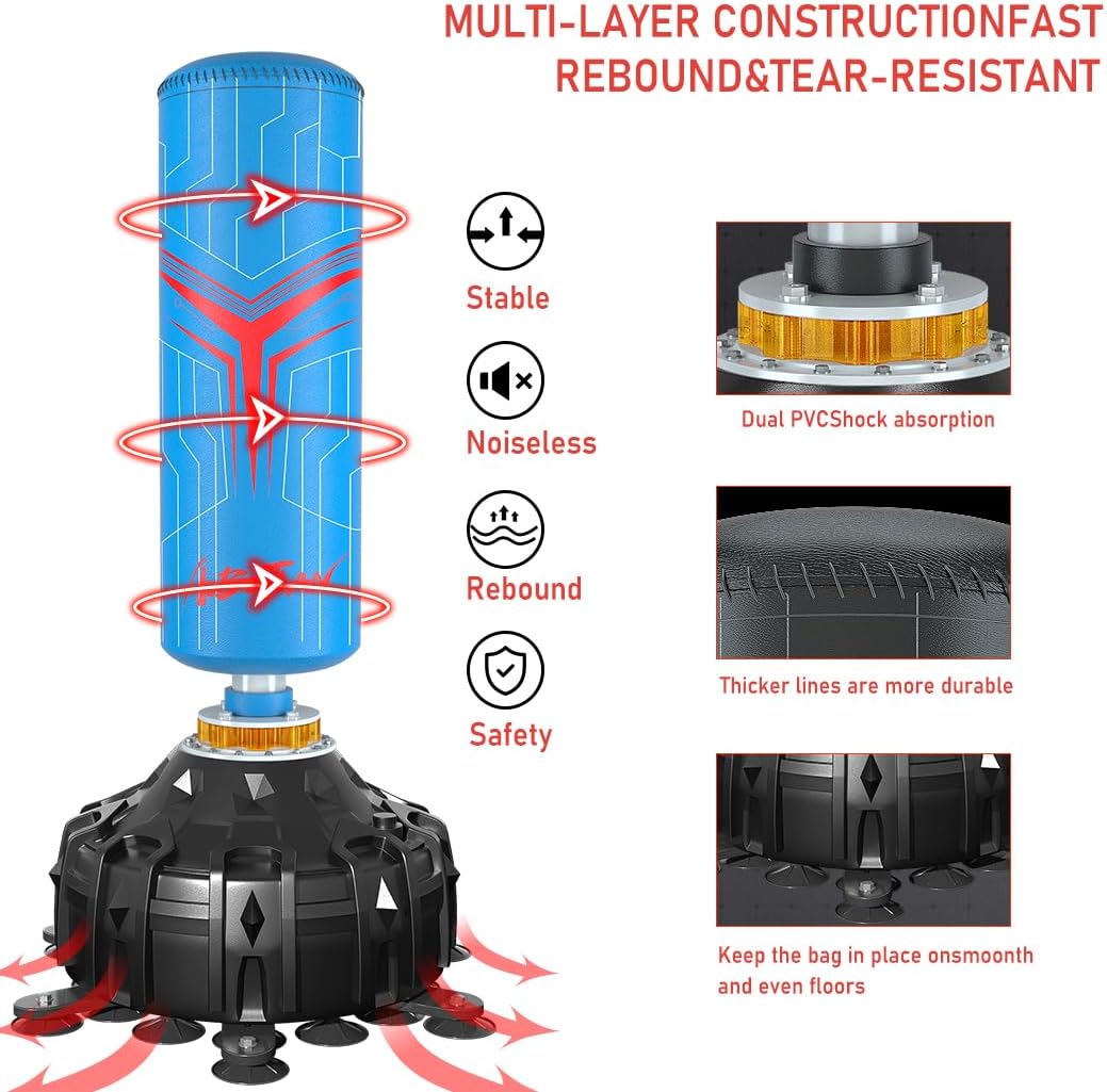 Freestanding Punching Bag with Boxing Gloves, Boxing Bag with Suction Cup Base for Adult Teens-Standing Kickboxing Bag for Home Office Gym