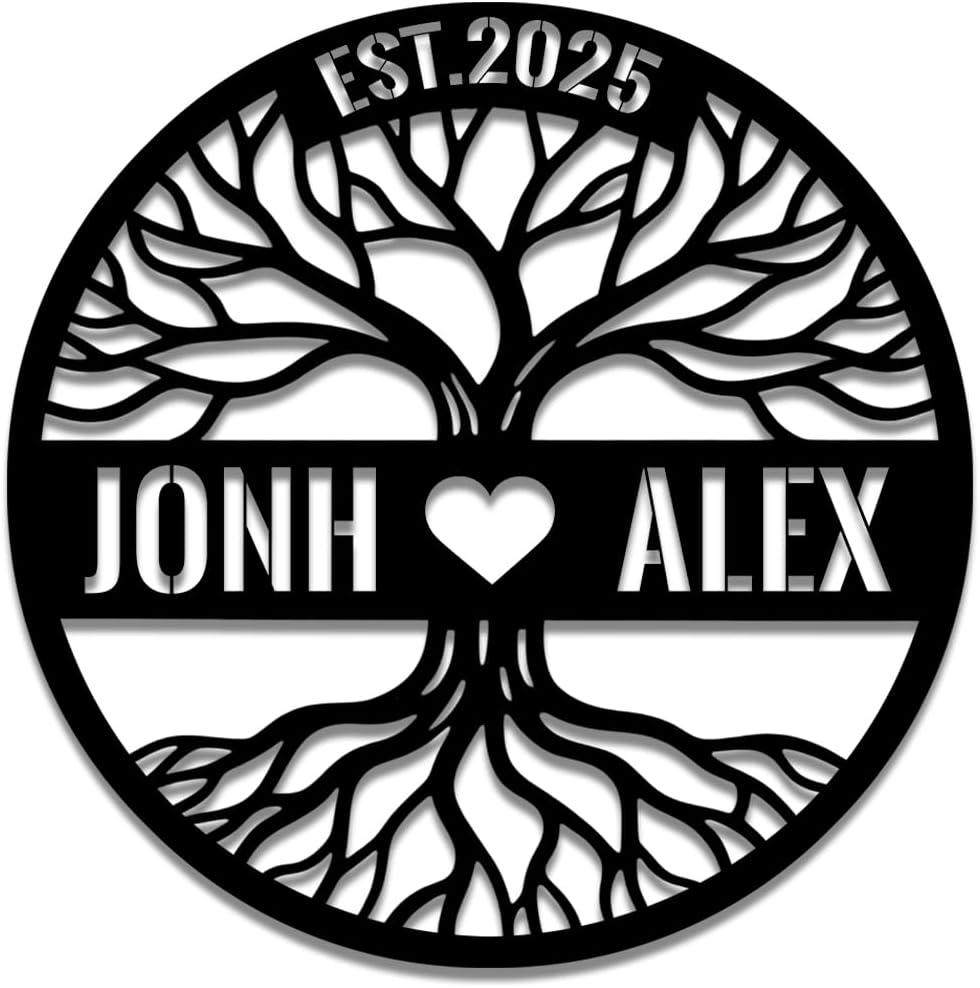 Personalized Tree of Life Metal Name Sign | Custom Metal Signs | Family Wall Art | Wedding Gift & Anniversary | Indoor Decor Gift for Women, Men, Wife, Parents, Couple