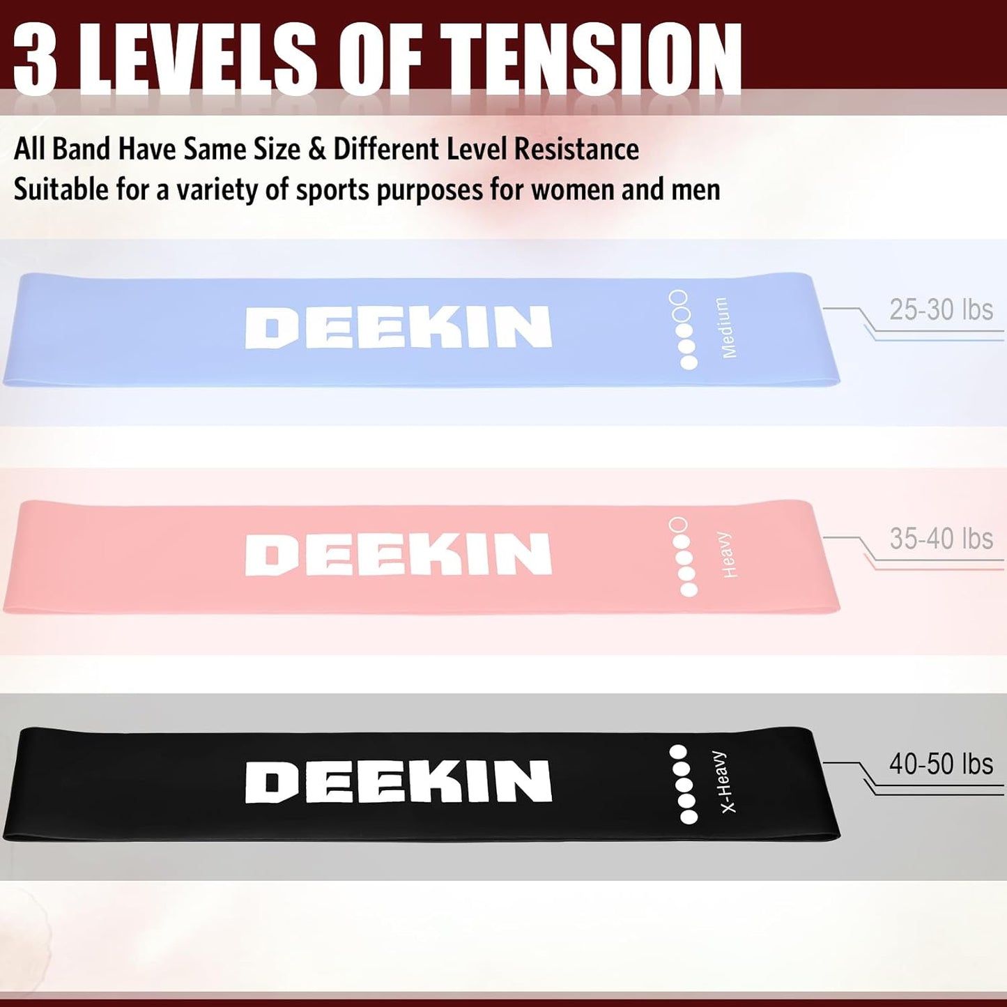 Deekin 20 Pcs Resistance Bands Resistance Loop Exercise Bands Exercise Equipment Elastic Drap Ring for Women and Men Home Fitness, Gym, Yoga