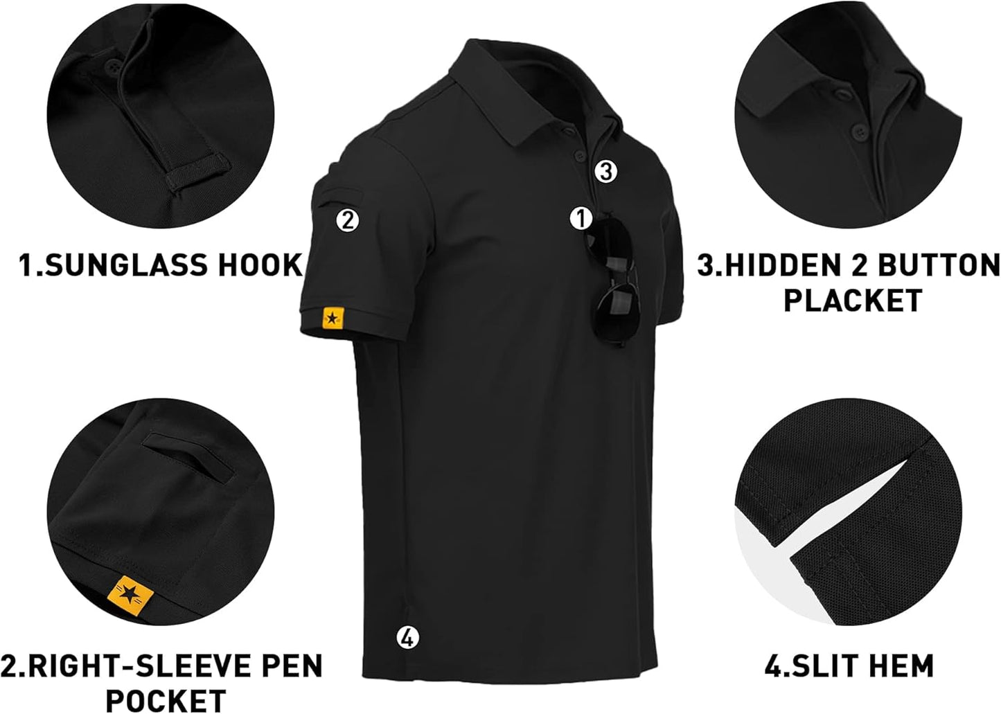V VALANCH Mens Polo Shirts Short Sleeve Moisture Wicking Golf Polo Athletic Collared Shirt Tennis T-Shirt Tops