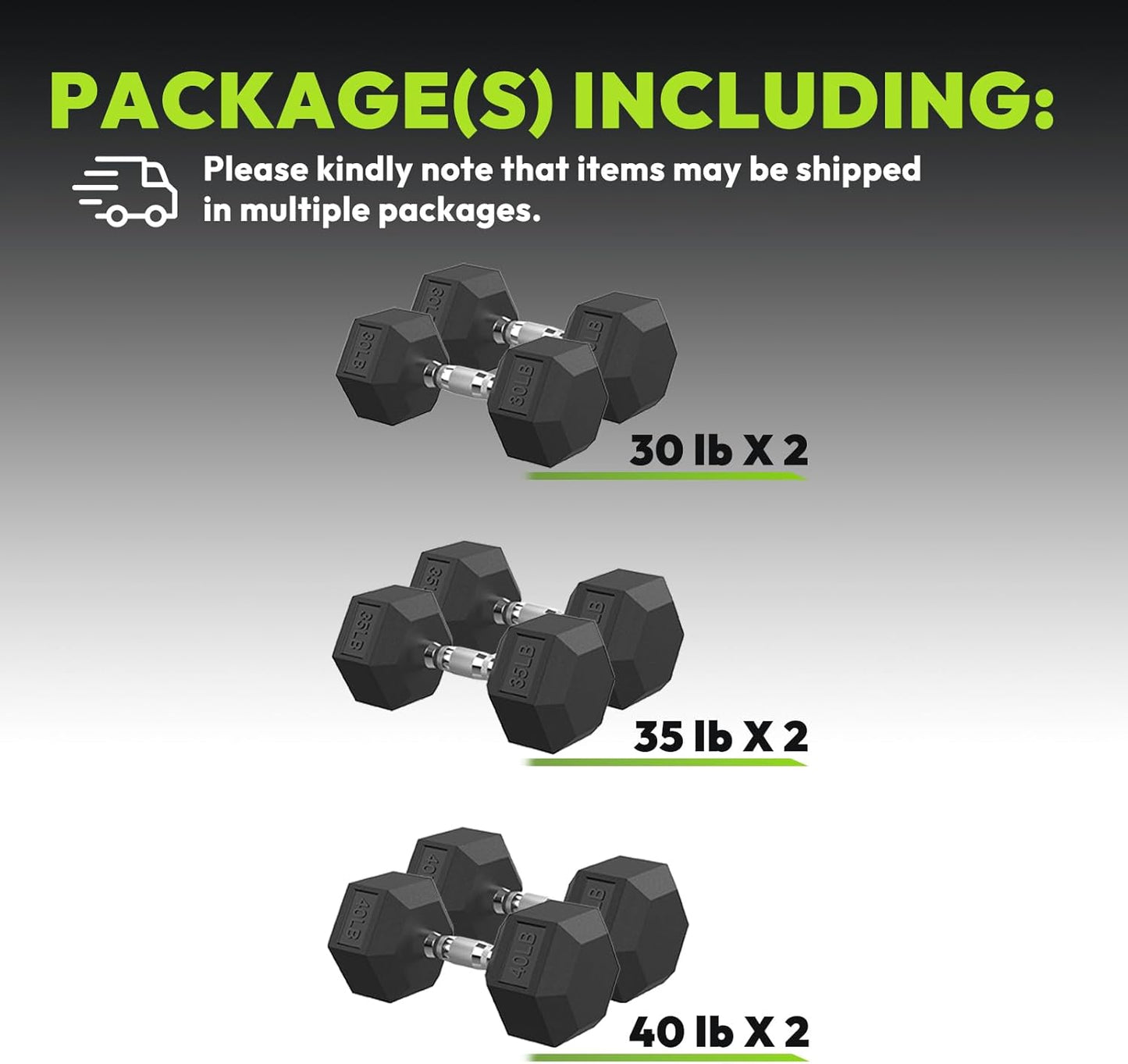 Hex Dumbbell Set, 45-400 lb Set Rubber Encased Exercise & Fitness Dumbbells, Weights Dumbbells Set, Hand Weight for Strength Training