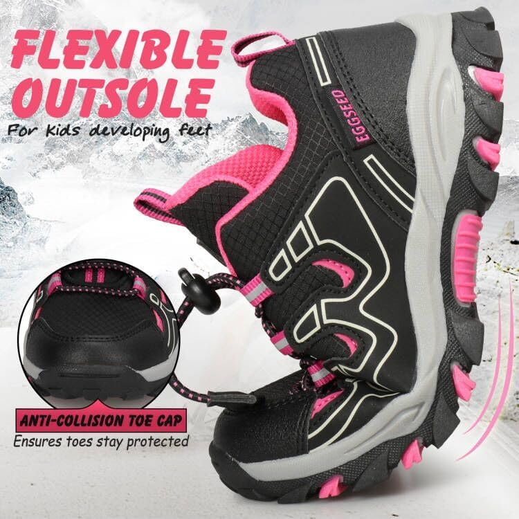 UOVO Boys Girls Hiking Shoes Kids Waterproof Running Trail Fashion Sneakers Breathable Lightweight Non-Slip Outdoor Walking Sports Shoe(Little/Big Kids)