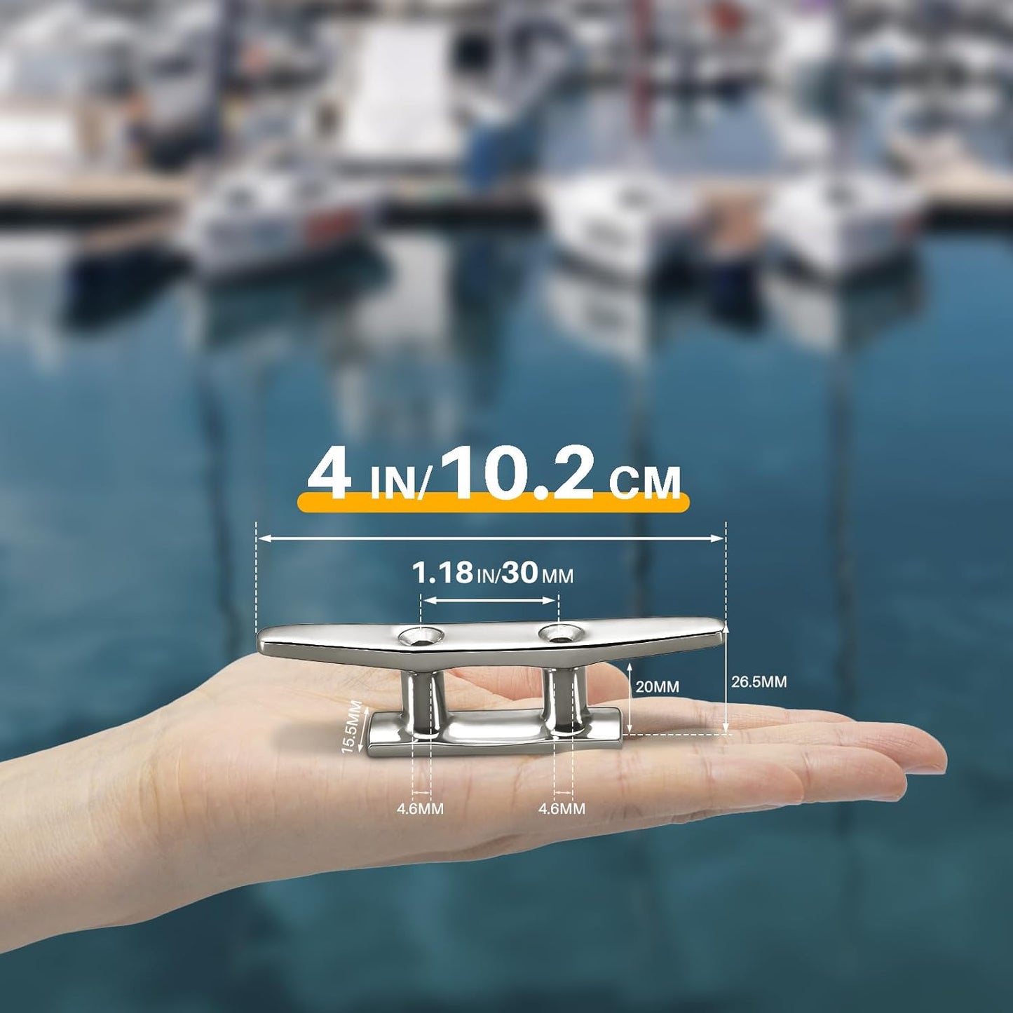 Boat Cleats Marine Grade 316 Stainless Steel Boat Mooring Cleat Pack of 4, Installation Accessories Included