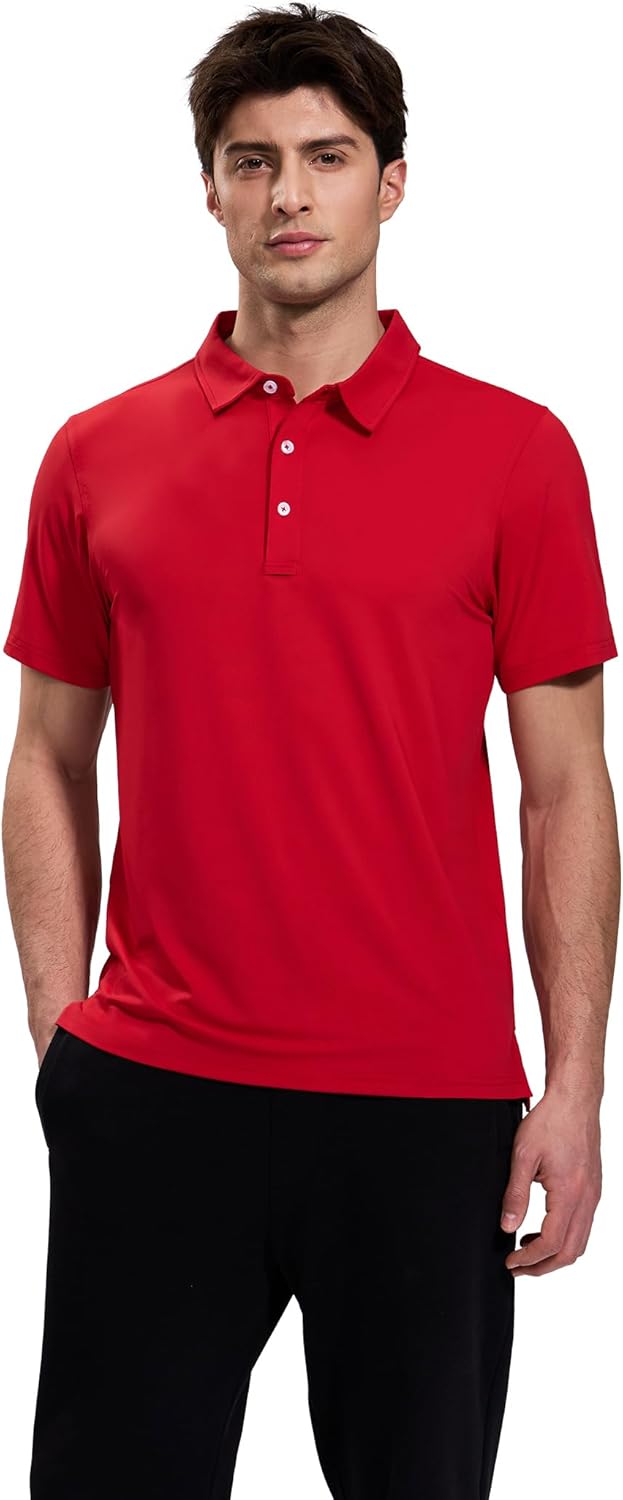 MIER Polo Shirts for Men Short Sleeve Dry Fit Performance Golf Tennis Active Collared Shirts, UPF 50+ Sun Protection