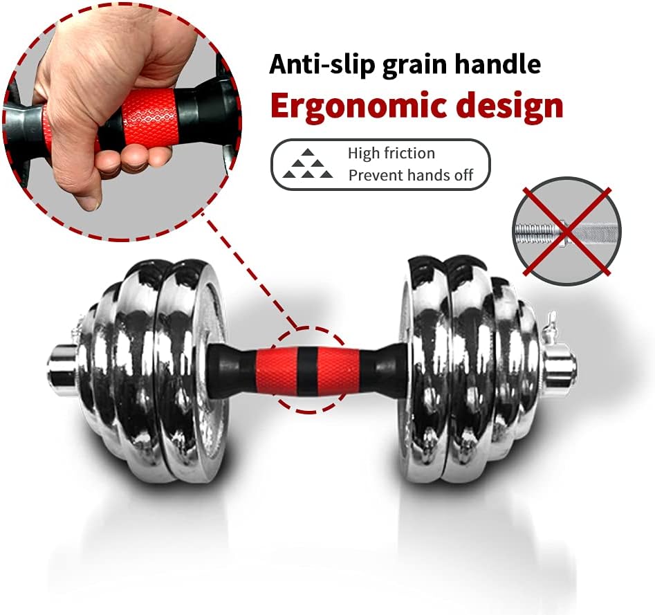 Adjustable Dumbbell Set With 3 in 1 Dumbbell Barbell Metal Connecting Rod, Chromed Weights, Hardcover Gift Box, Adjustable Weight Sets up to 44lbs/66lbs/110lbs, Home Gym Exercise Training Equipment