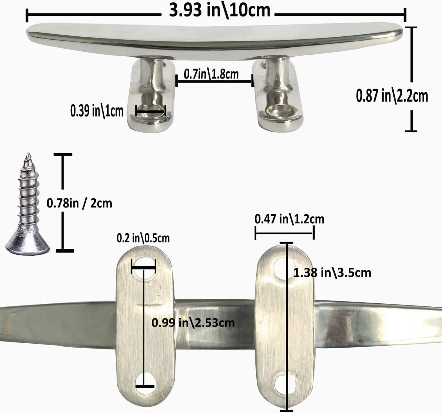 Boat Cleat Open Base Boat Cleat, Dock Cleat All 316 Stainless Steel Boat Mooring Accessories, Free Installation Accessories Screws(4/5 /6/8 inch)