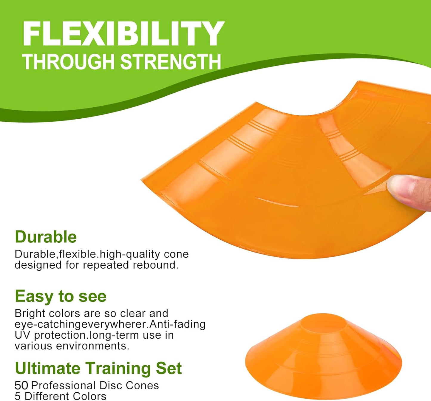 Ashsajkd(Set of 25/50/100 - Agility Soccer Cones with Carry Bag and for ， Football Cones for TrainingFootball, Basketball, Coaching, Agility Cones for Indoor and Outdoor Games