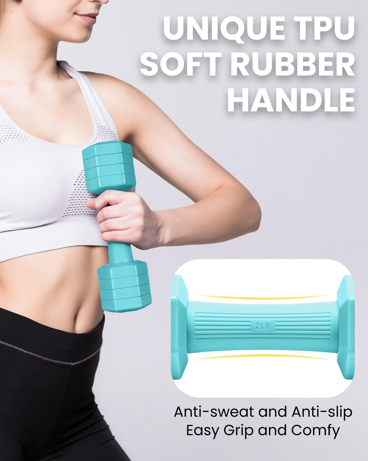 Adjustable Dumbbells Set, 4 in 1 Hand Weights Set for Women Men 10 LB/ 12 LB Dumbbell Pair Each 2lbs 3lbs 4lbs 5lbs Weights Dumbbells Set with TPU Soft Rubber Handle for Home Gym Exercise Fitness