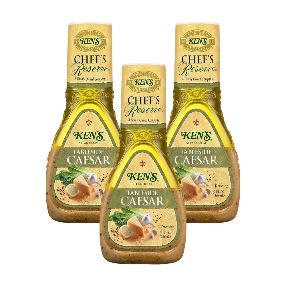 Ken's Steak House Chef's Reserve Tableside Caesar Dressing, 9 Ounce. (Pack of 3)
