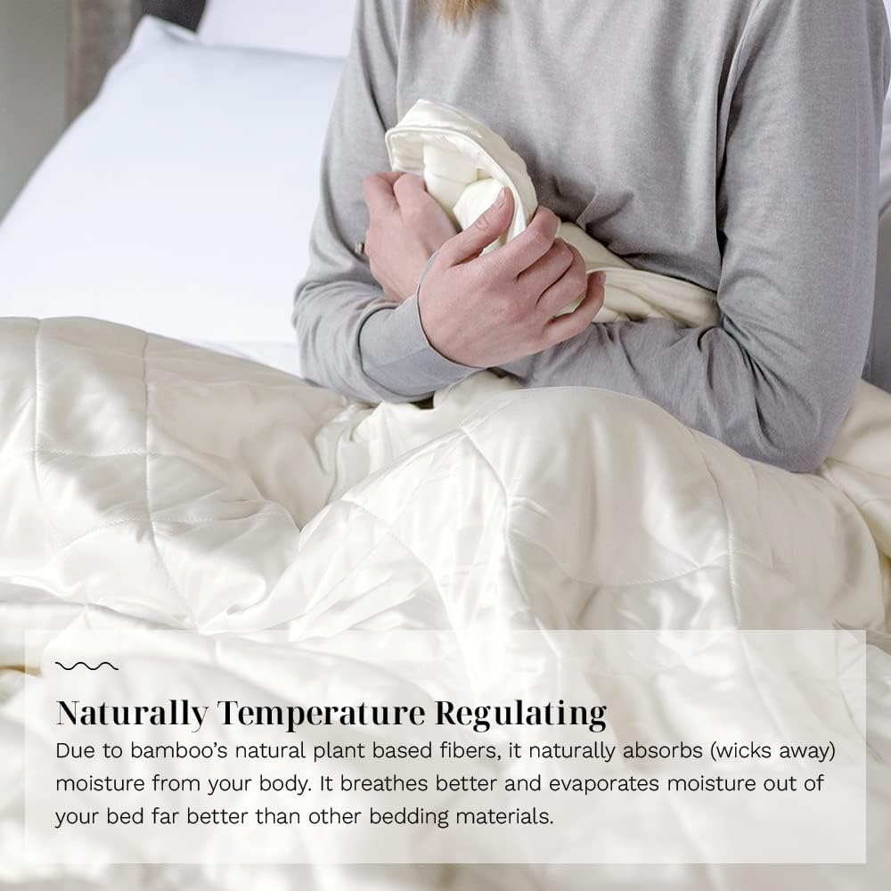 LUXOME Lightweight Blanket | 100% Rayon (Viscose) from Bamboo Fabric & Fill | King/Cal King - 98"x92" | Thermal-Regulating | Ivory
