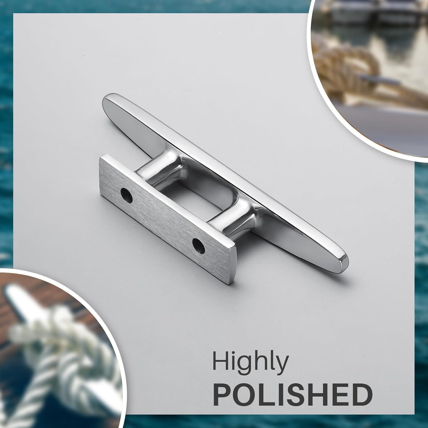 Boat Cleats Marine Grade 316 Stainless Steel Boat Mooring Cleat Pack of 4, Installation Accessories Included