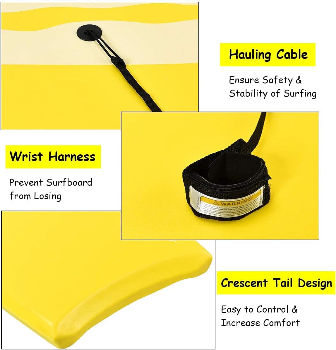 Goplus 41''/37''/33'' Lightweight Body Board for Beach, Surf Board with EPS Core, XPE Deck, HDPE Slick Bottom, Wrist Leash, Bodyboard for Kids Adults Surfing