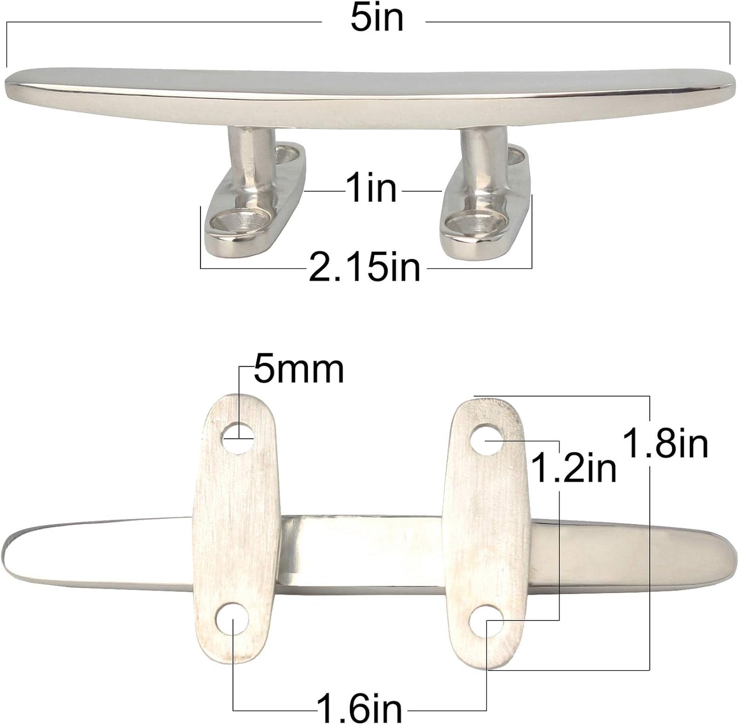 5/6/8 inch Dock Cleats - 316 Stainless Steel Boat Cleats Boat Dock Cleats,Open Base Flat Top Dock Cleat with Fasteners,Rope Cleat Boat Cleat for Deck/Nautical Decor(2,4,6Pack)
