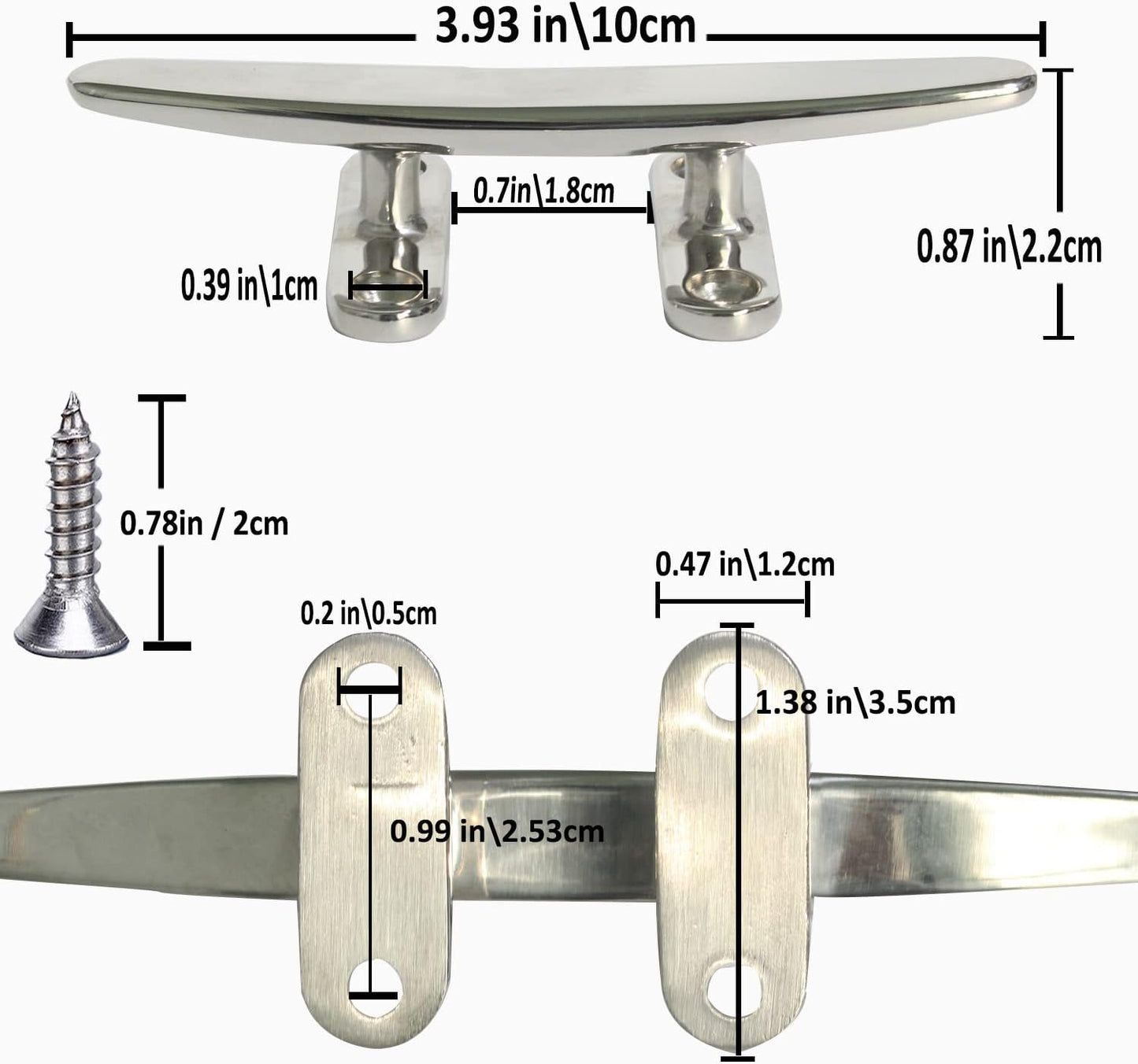 Boat Cleat Open Base Boat Cleat, Dock Cleat All 316 Stainless Steel Boat Mooring Accessories, Free Installation Accessories Screws(4/5 /6/8 inch)