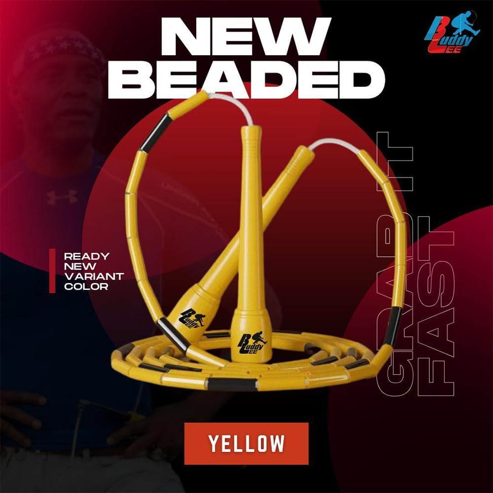 Buddy Lee New Beaded Jump Rope – Adjustable Skipping Rope for Kids & Adults – Durable, Tangle-Free Fitness Jump Rope with Ergonomic Handles for Cardio, Training & Outdoor Workouts