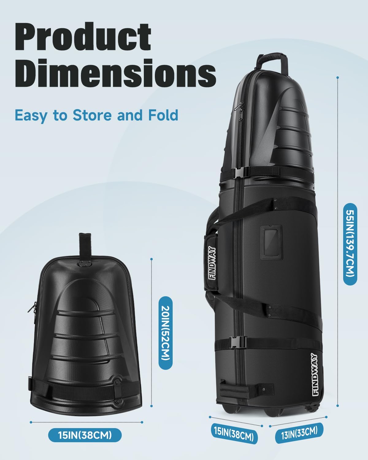 findway Golf Travel Bags, Golf Bag Travel Case for Airlines with Wheels, 1680D Heavy Duty Oxford and ABS Hard Case Top, Lightweight and Foldable