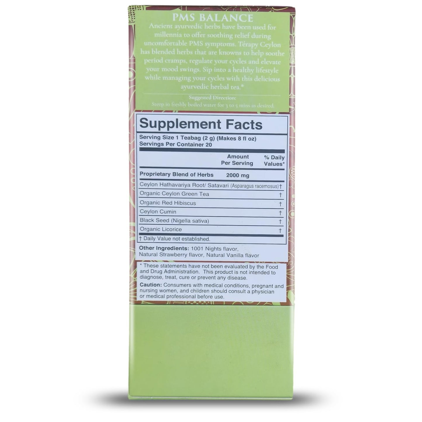 Térapy Ceylon's PMS Balance Tea For Women - 100% Natural Herbal Ingredients - Soothing Support for PMS Relief, Monthly Cycle Period Tea - Red Hibiscus, Cumin, Licorice & More Herbs