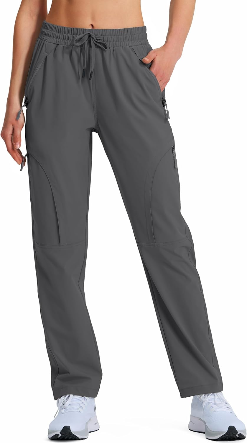 Women's Hiking Pants Quick Dry Lightweight Cargo Pants UPF 50 Water Resistant Zipper Pockets for Golf Travel Work Camping