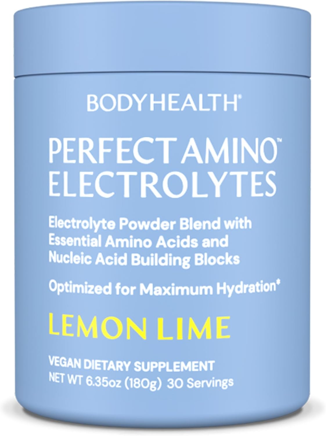BodyHealth PerfectAmino Electrolyte Powder No Sugar, Hydration Fasting Keto Zero Sugar Electrolytes Drink Mix with Trace Minerals - Lemon Lime - 30 Servings