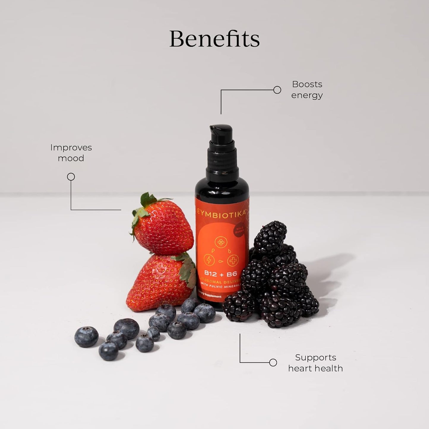 CYMBIOTIKA Liposomal Vitamin B12 Liquid Supplement, 1250 mcg, Supports Energy, Cell Production, Helps Strengthen Hair, Skin & Nails, Non-GMO, Gluten Free, Sugar Free, Keto & Vegan Friendly, 2 oz