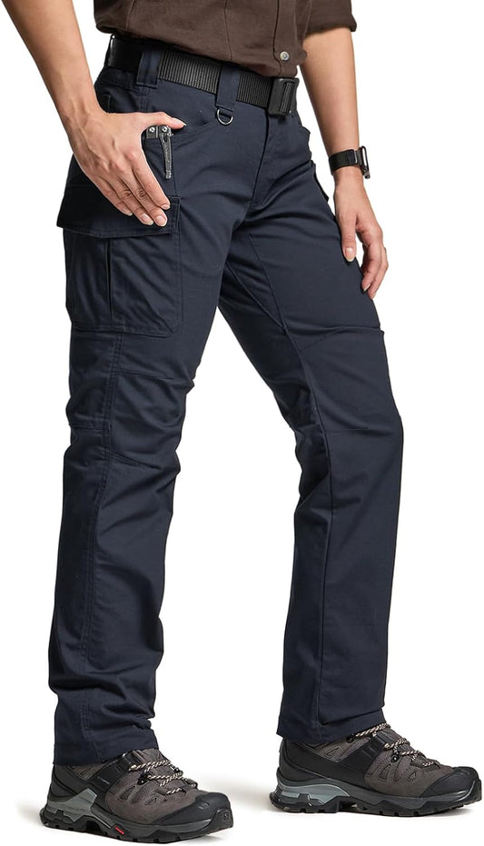 CQR Women's Flex Stretch Tactical Pants, Water Resistant Ripstop Cargo Work Pants with Pockets for Outdoor & Hiking