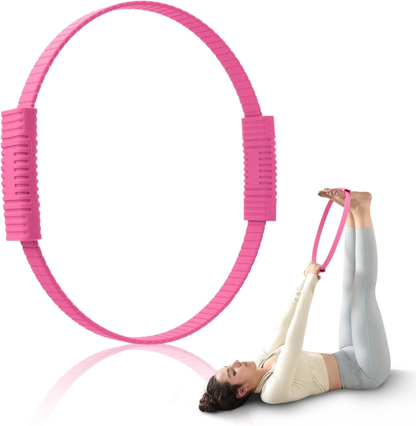Pilates Ring, 13.5" Silicone Magic Pilates Fitness Circle with Dual Grip, Lightweight & Durable Flexible Resistance Exercise Equipment for Toning Arms, Thighs, Legs, Core