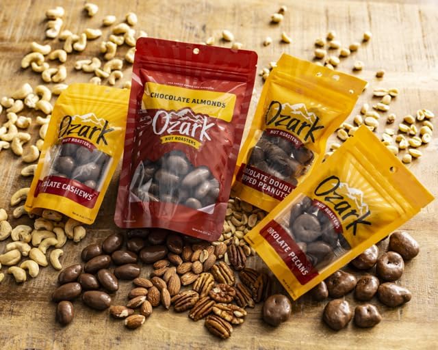 OZARK NUT ROASTERS, Sugar-Free Dark Almonds, Dark Chocolate Flavored Snacks, No Sugar Added, World-Class Gourmet Candied Nuts, Resealable Pack of 2 (14.0 oz)