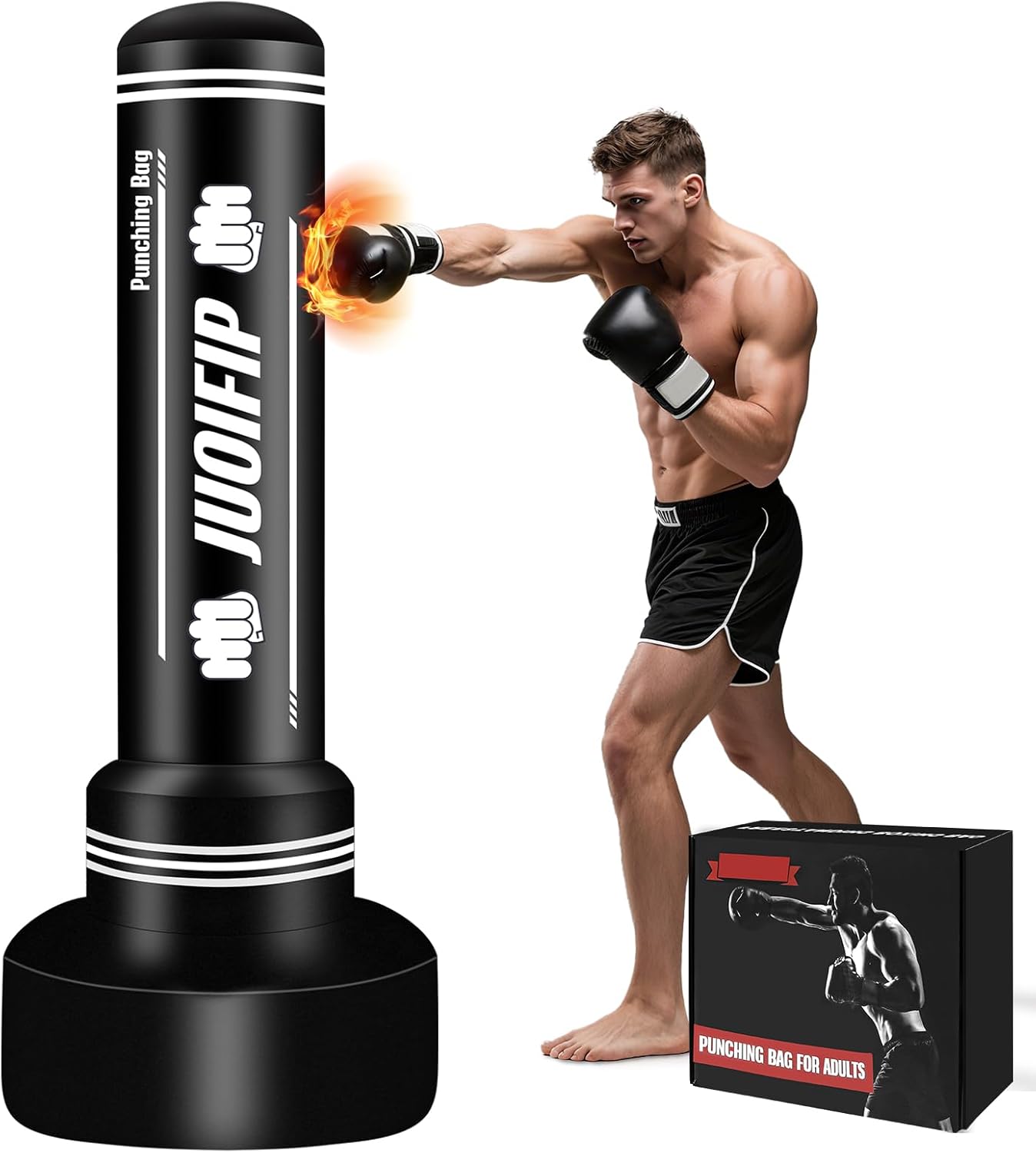 Freestanding Punching Bag with Stand, Men Standing Kickboxing Bag, Heavy Boxing for Adult Teens, Suitable for MMA Dummy Karate Home Gym Training Equipment （Excludes Gloves and Pumps）